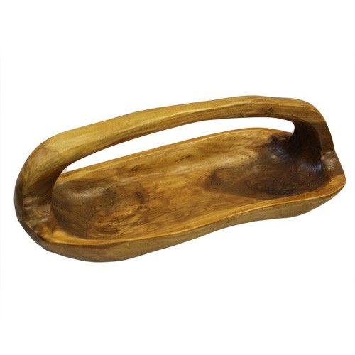 Bowl with Handle aprox 30cm - This fantastic teak root bowls is hand carved using the natural shape of the teak root for
