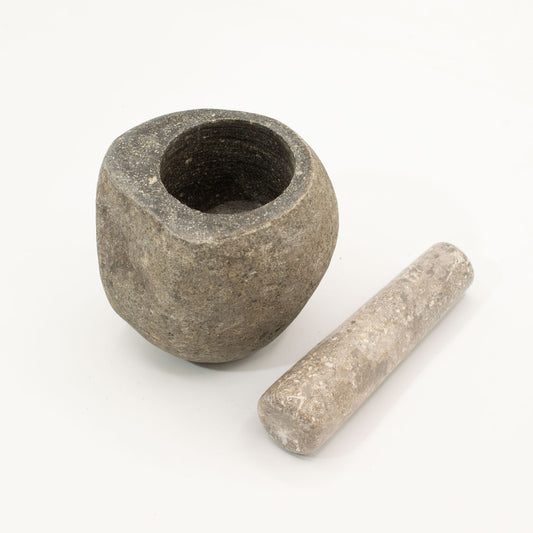Natural Riverstone Decorative Pestle & Mortar -Medium (aprox 12x8cm) - Carved from solid natural riverstone, this medium