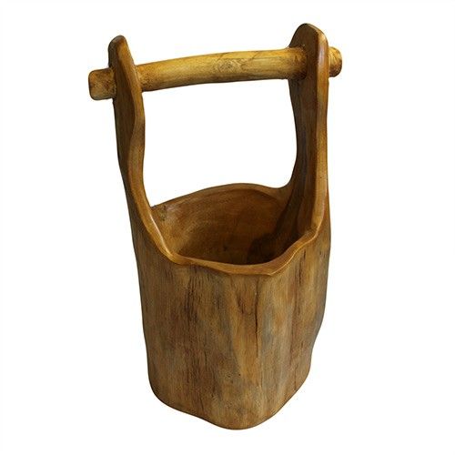 Teak Well Buckets aprox 28cm - These fantastic teak‑root bowls are hand‑carved using the natural contours of the root,