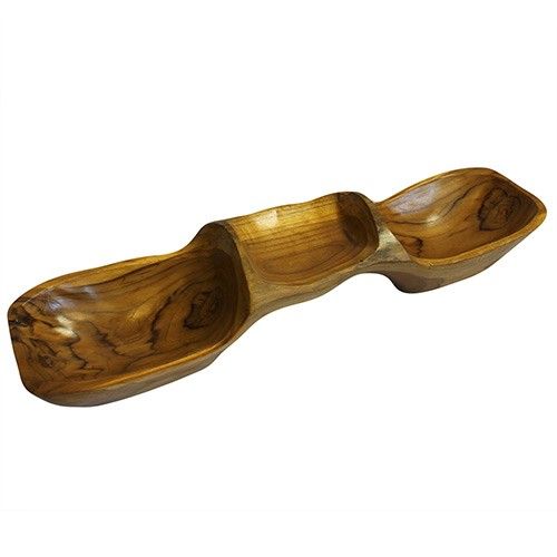Teak Three Bowl Pyramid aprox 50cm - This fantastic teak root bowls from   is  hand carved using the natural shape of the
