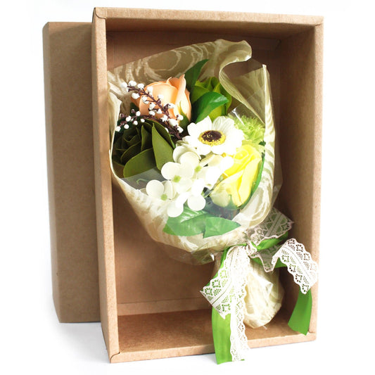 Boxed Hand Soap Flower Bouquet - Greens - Beautifully packed Soap Flowers are a perfect gift, wedding favours, Christmas