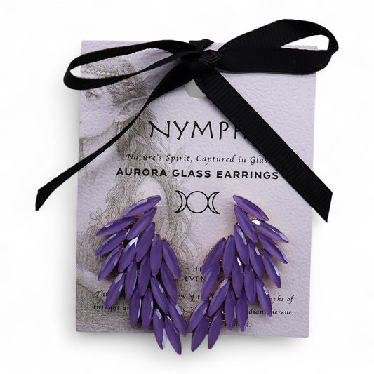 Lavender - Vintage Glass - Angel Wings - Earrings