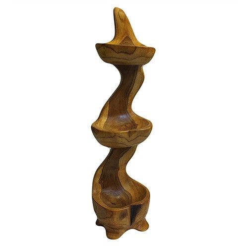 Teak Three Bowl Standing aprox 50cm - These fantastic teak‑root bowls are hand‑carved using the natural contours of the