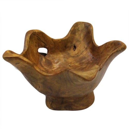 Small Round Bowl - This fantastic teak root bowls  is  hand carved using the natural shape of the teak root for that