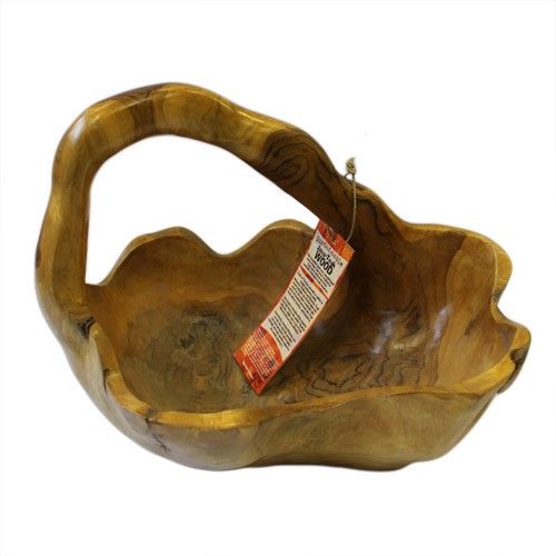 Large Back Handle Bowl aprox 30cm - These fantastic teak‑root bowls are hand‑carved using the natural contours of the