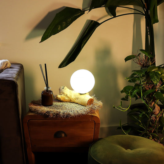 DriftGlow Lamp Cotton Luna Ivory Shade - The Cotton Luna Ivory DriftGlow Lamp brings a gentle, soothing glow to your space,