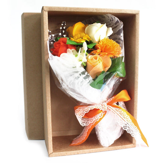 Boxed Hand Soap Flower Bouquet - Orange - Beautifully packed Soap Flowers are a perfect gift, wedding favours, Christmas