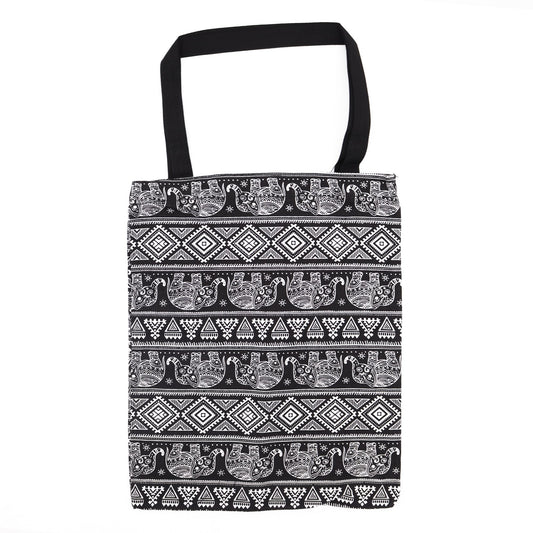 Classic Tote Zipper Bag (Elephants Motiff) 40x34cm -