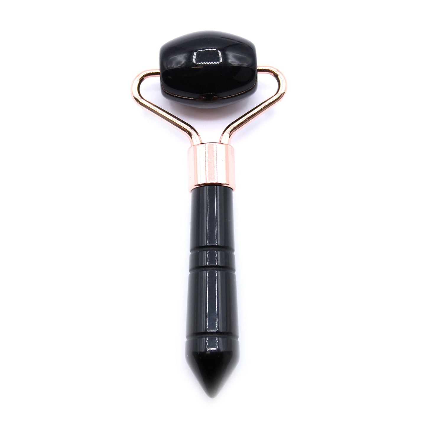 Gemstone Mini Roller - Black Obsidian - Compact and striking, this black obsidian mini roller is designed for precise facial