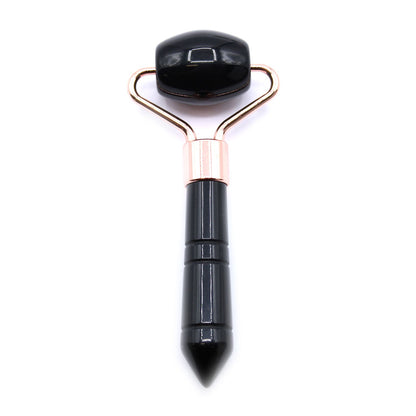 Gemstone Mini Roller - Black Obsidian - Compact and striking, this black obsidian mini roller is designed for precise facial