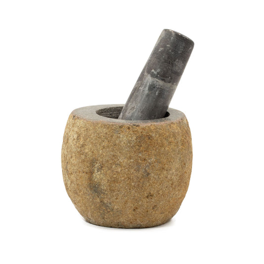 Natural Riverstone Decorative Pestle & Mortar- Small (aprox 9x7cm) - Carved from solid riverstone, this small decorative