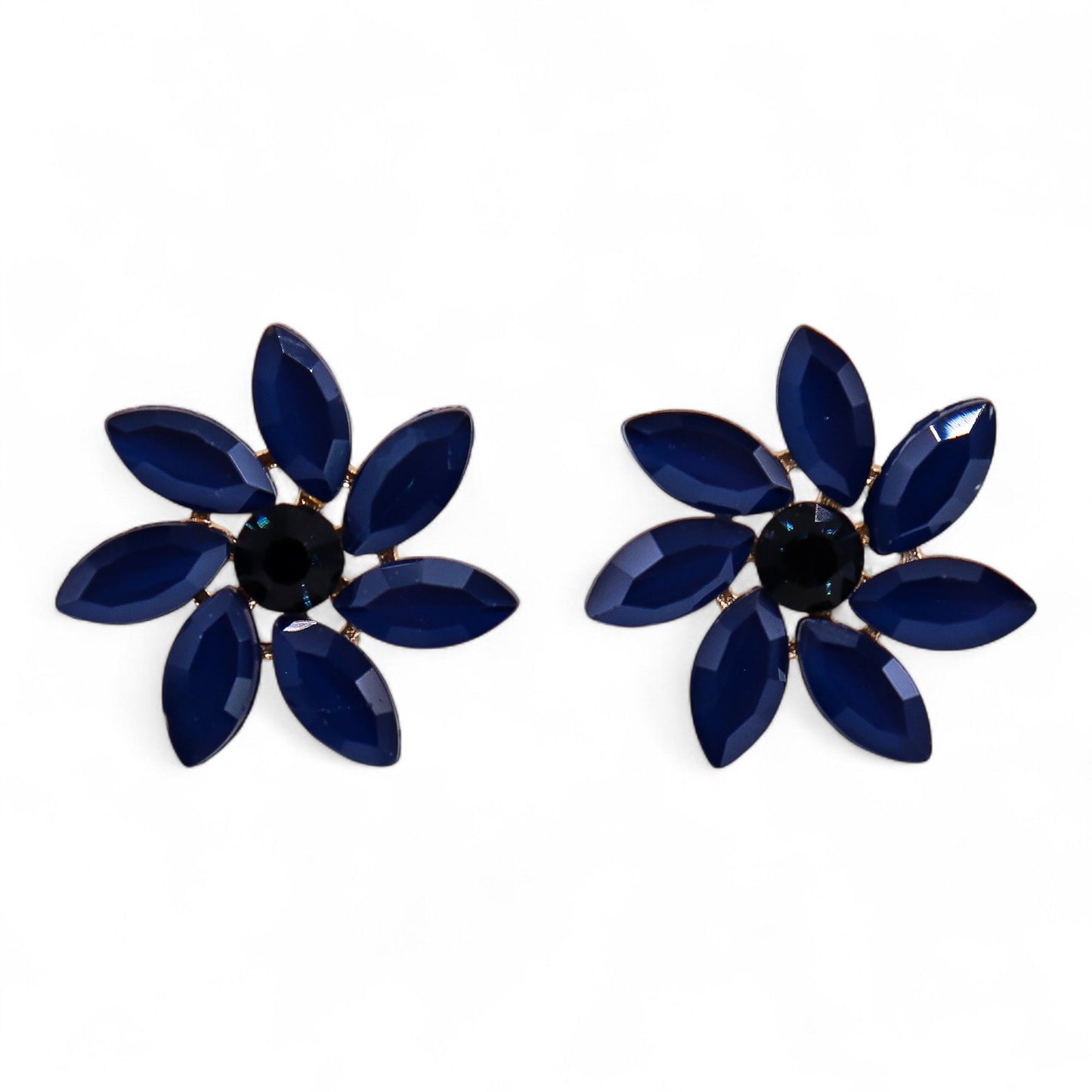 Royal Blue - Vintage Glass - Flowers - Earrings