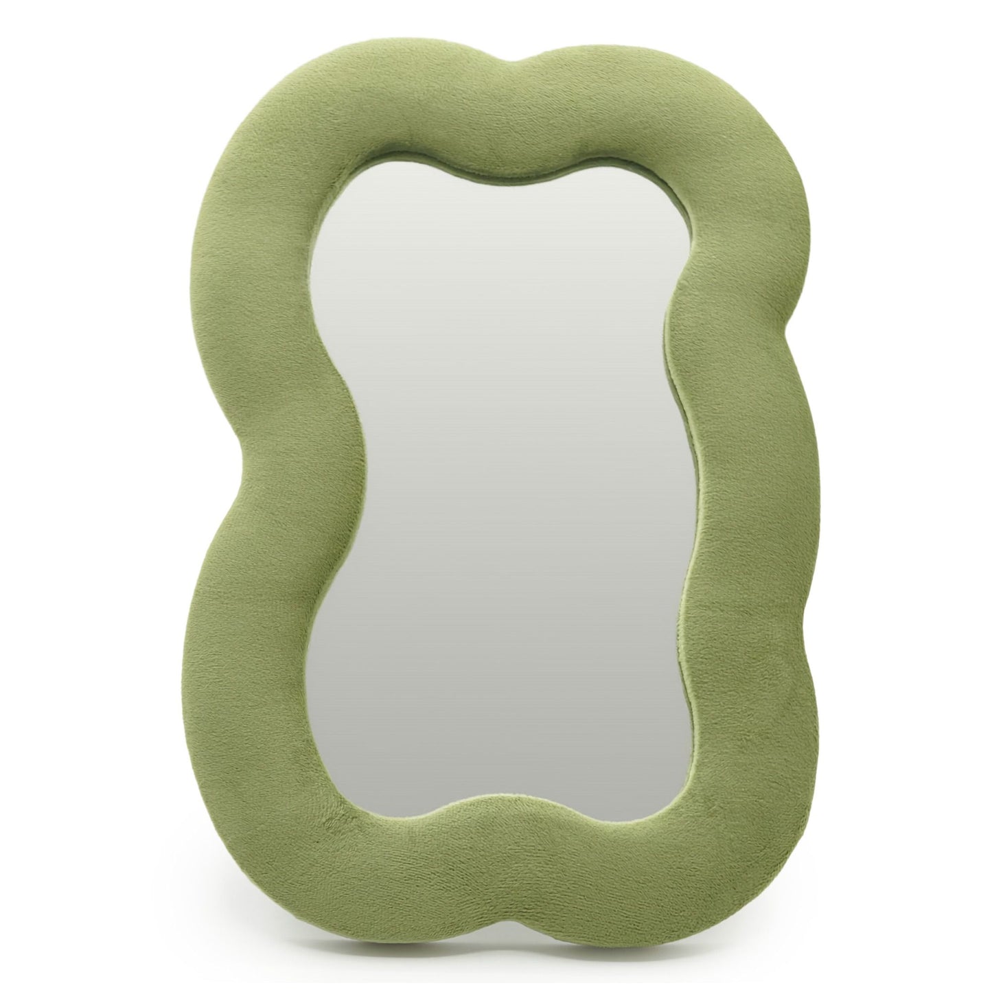 Green wavy mirror on a white background