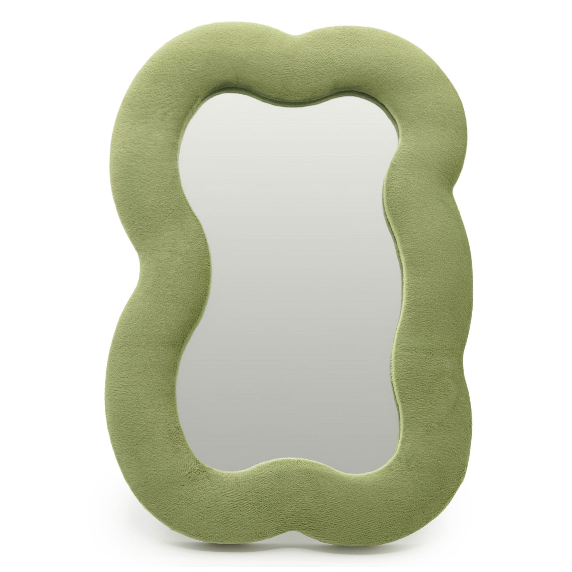 Green wavy mirror on a white background