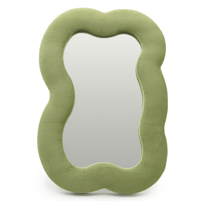 Green wavy mirror on a white background
