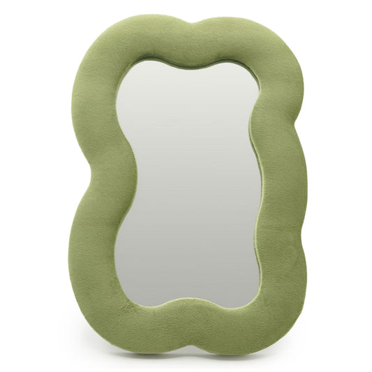 Green wavy mirror on a white background