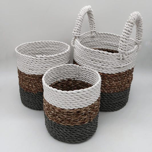 Seagrass Basket Set - Grey / Natural / White - Seagrass Basket Set - Grey / Natural / White is perfect for displaying your