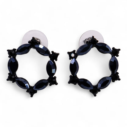 Jet Black - Vintage Glass - Loop - Earrings