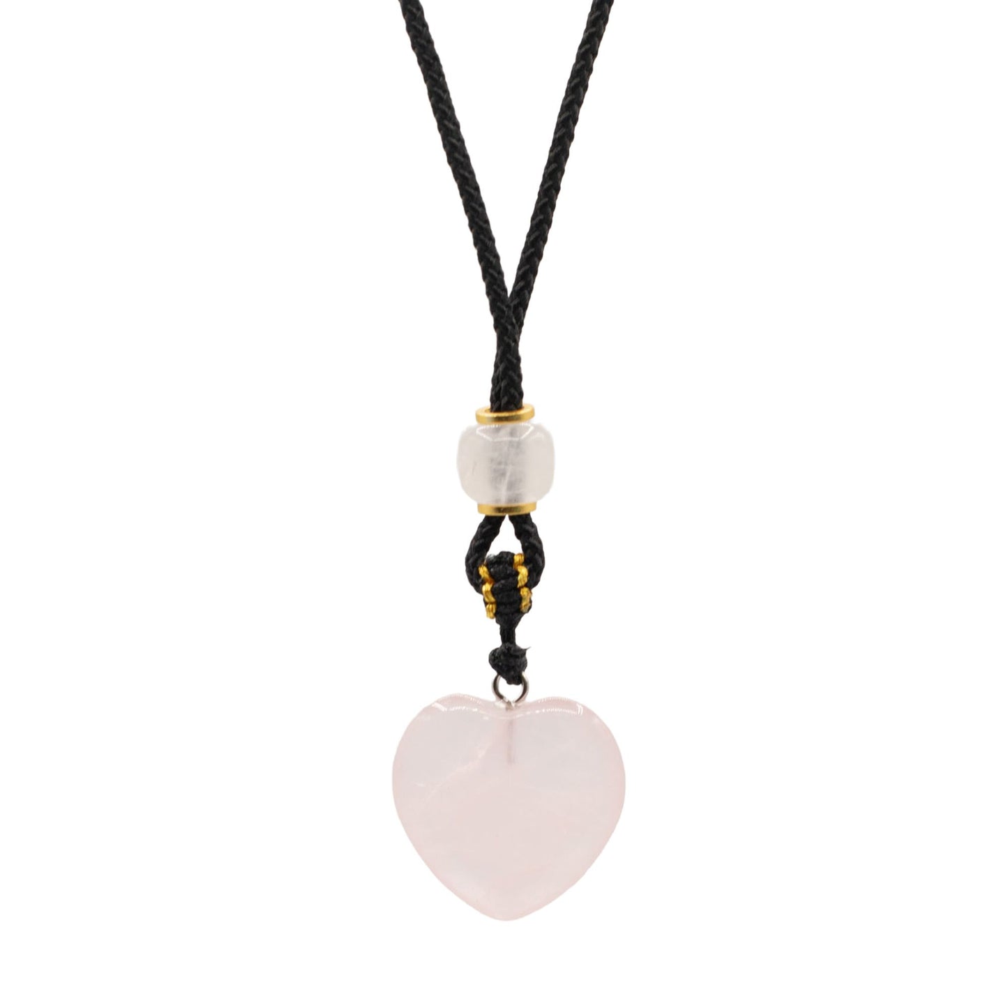 Cord Necklace Gemstone Pendant - Rose Quartz Heart - Soft, simple and full of gentle charm, this Rose Quartz Heart pendant