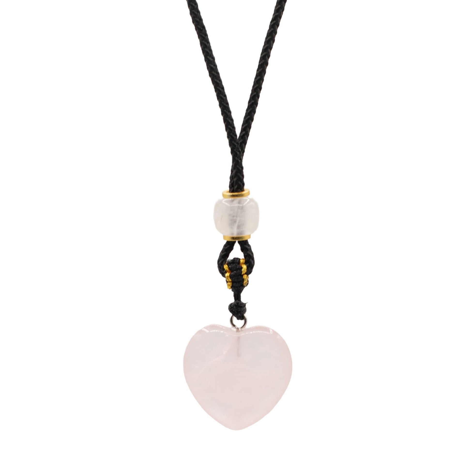 Cord Necklace Gemstone Pendant - Rose Quartz Heart - Soft, simple and full of gentle charm, this Rose Quartz Heart pendant