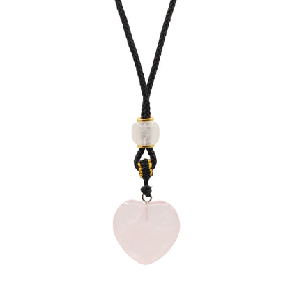 Cord Necklace Gemstone Pendant - Rose Quartz Heart - Soft, simple and full of gentle charm, this Rose Quartz Heart pendant