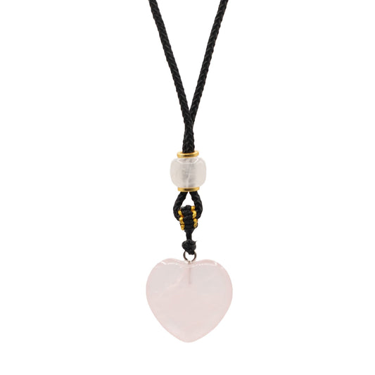 Cord Necklace Gemstone Pendant - Rose Quartz Heart - Soft, simple and full of gentle charm, this Rose Quartz Heart pendant