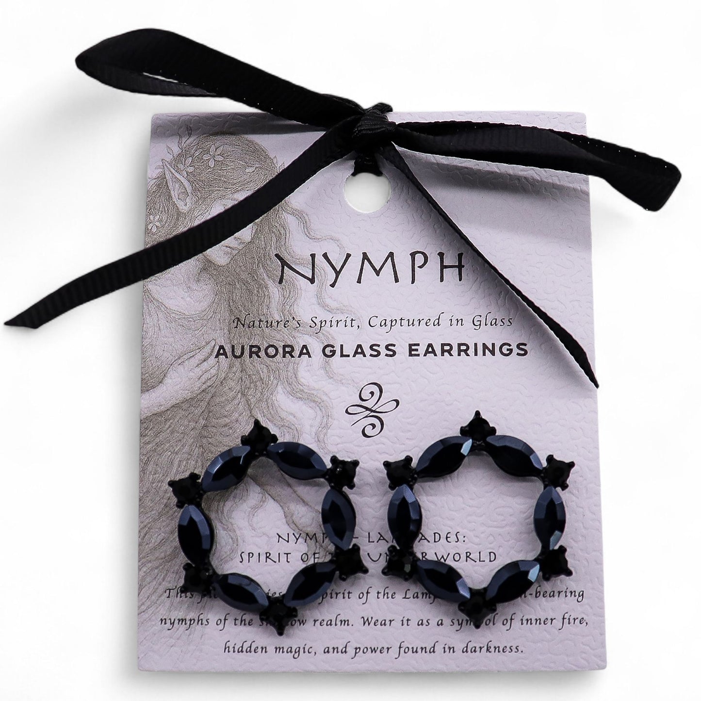 Jet Black - Vintage Glass - Loop - Earrings