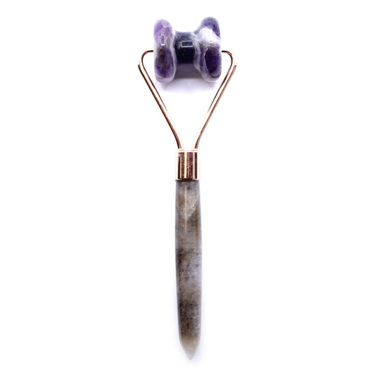 Gemstone Jawline Roller - Amethyst - Visually rich and naturally smooth, this amethyst jawline roller is designed for