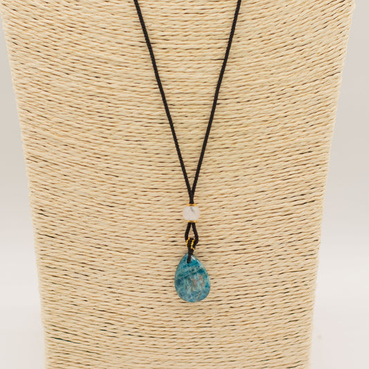 Cord Necklace Gemstone Pendant - Howlite Teardrop - Simple, calm and easy to wear, this Howlite Teardrop necklace pairs a