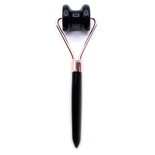 Gemstone Jawline Roller - Black Obsidian - Bold in appearance and smooth in use, this black obsidian jawline roller is