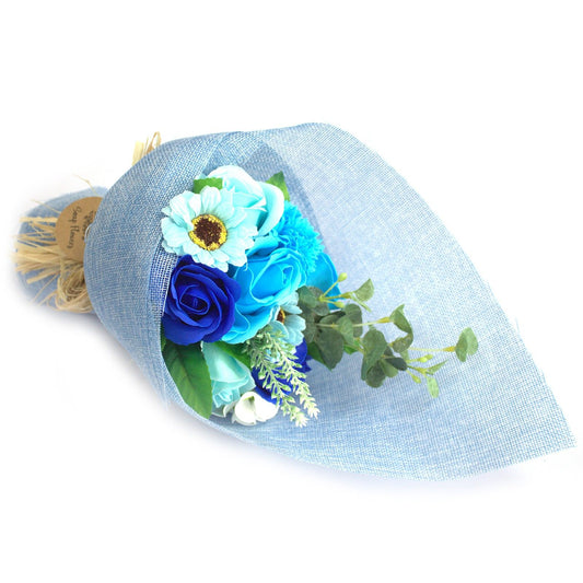 Standing Soap Flower Bouquet - Blue - Beautifully packed Soap Flowers are a perfect gift, wedding favours, Christmas